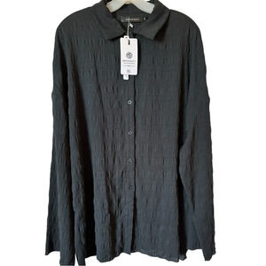 NWT Women’s Oversized Button Down Lightweight Shirt Square Textured Blouse